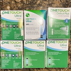 One Touch Ultra test strips with a bonus free box of Lancets
